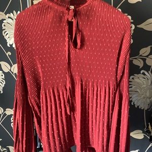 Pleated rust orange top